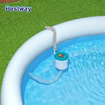 Bestway 58233 800 GPH Above Ground Swimming Pool Surface Skimmer Debris Cleaner with Quick Install and Height Adjustable 1
