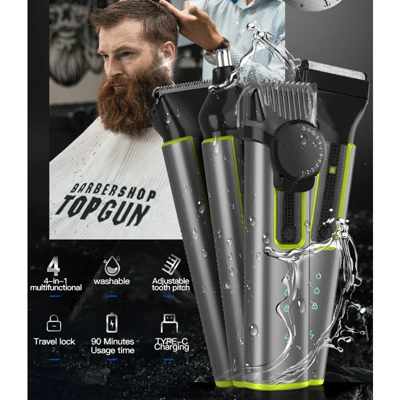 All in One Beard Trimmer with Adjustable Combs IPX7 Waterproof Trimmer for Men Hair Clippers Nose Trimmer Electric Razor Shaver 2
