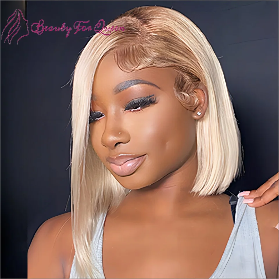 

Ombre Blonde Bob Lace Front Wig Human Hair Transparent Short Wigs #4/613 Glueless Straight Brazilian Hair For Women