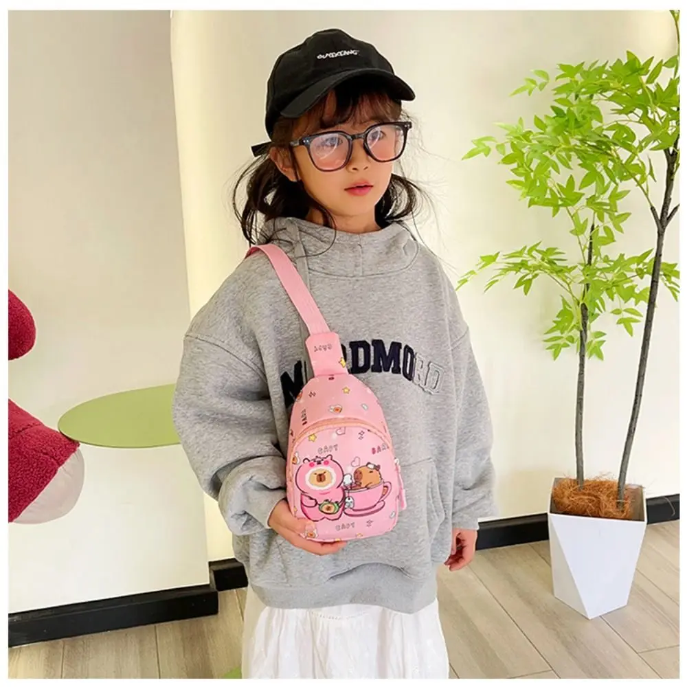 Cute Capybara Shoulder Bag Cartoon Animal Lightweight Crossbody Bag Nylon Coin Purse For Kids