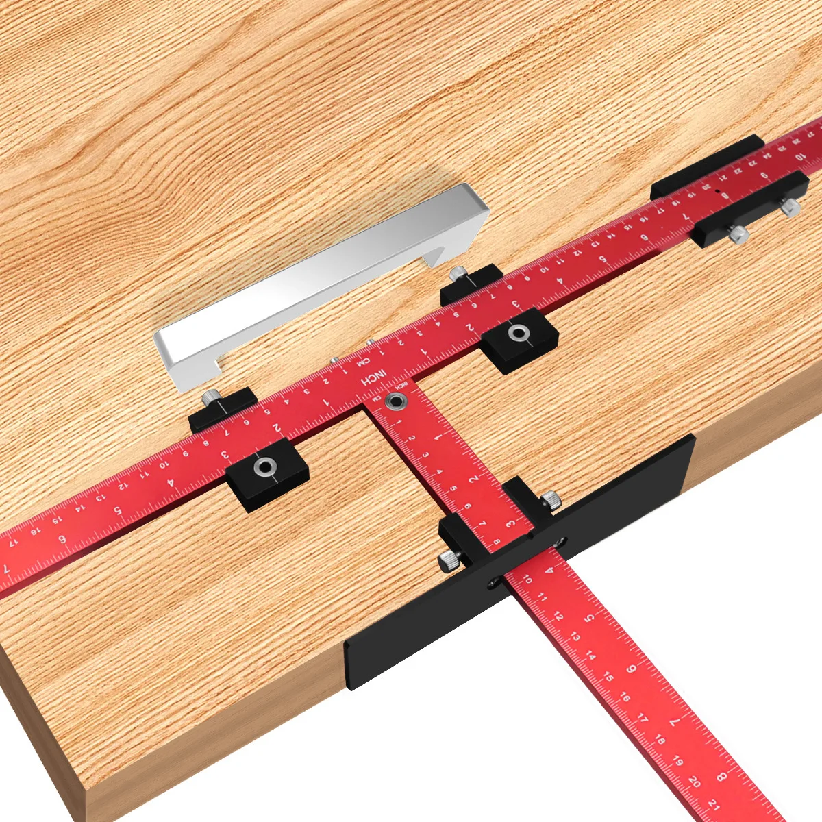 Drill Guide Punch Locator Template Ruler Adjustable Woodworking Drilling Locator for Cabinet Handles and Pulls Hole Punch Tool