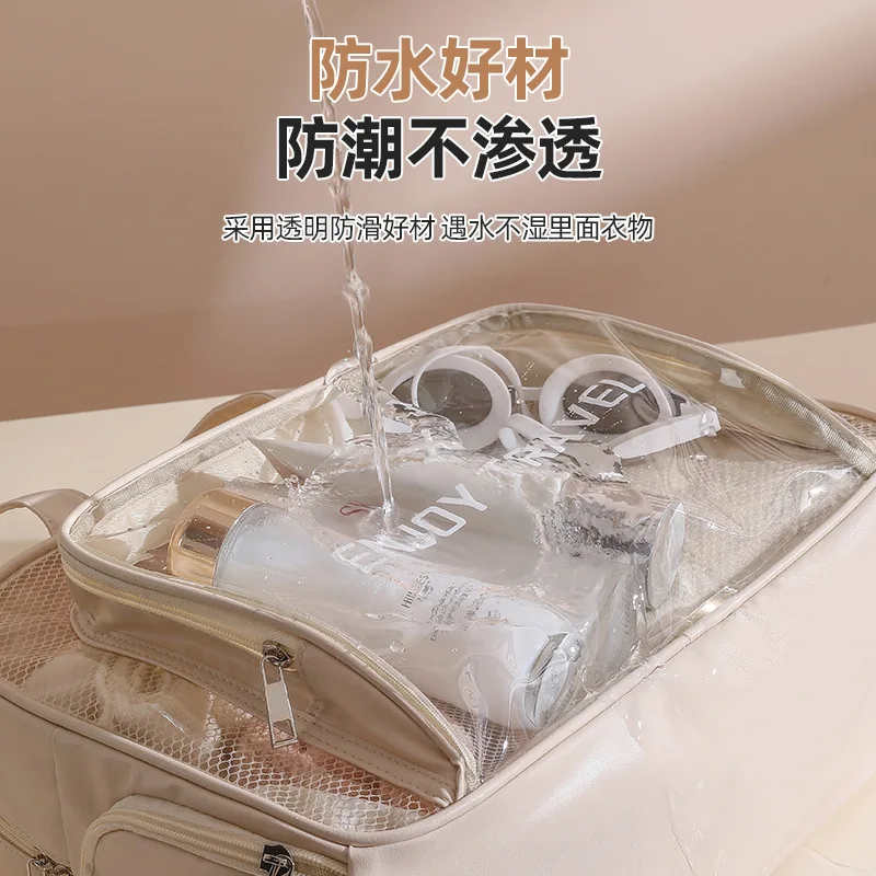 Waterproof Cosmetic Bag Portable Portable Cosmetic Storage Bag Large Capacity Pu Transparent Wash Bag Travel Storage Bag 6