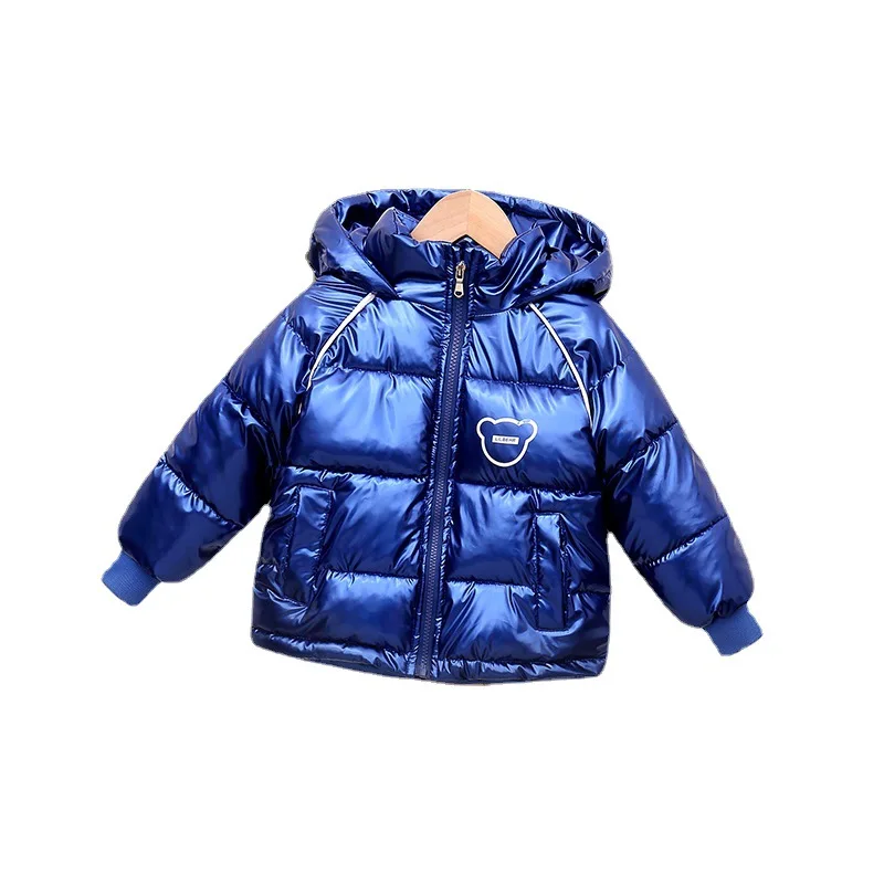 Children jacket Winter Boys Warm Cotton Clothes Girl Cartoon Hooded Waterproof Jacket Children Autumn Solid Color Thickened Casual Outerwear