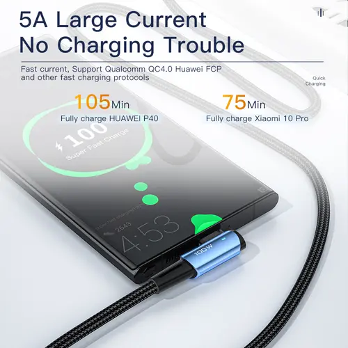 Essager 100W USB Type C To USB C Cable 90 Degree Angle For iPad MacBook Pro Xiaomi Samsung Huawei Fast Charging Type-C Date Wire - Image 3