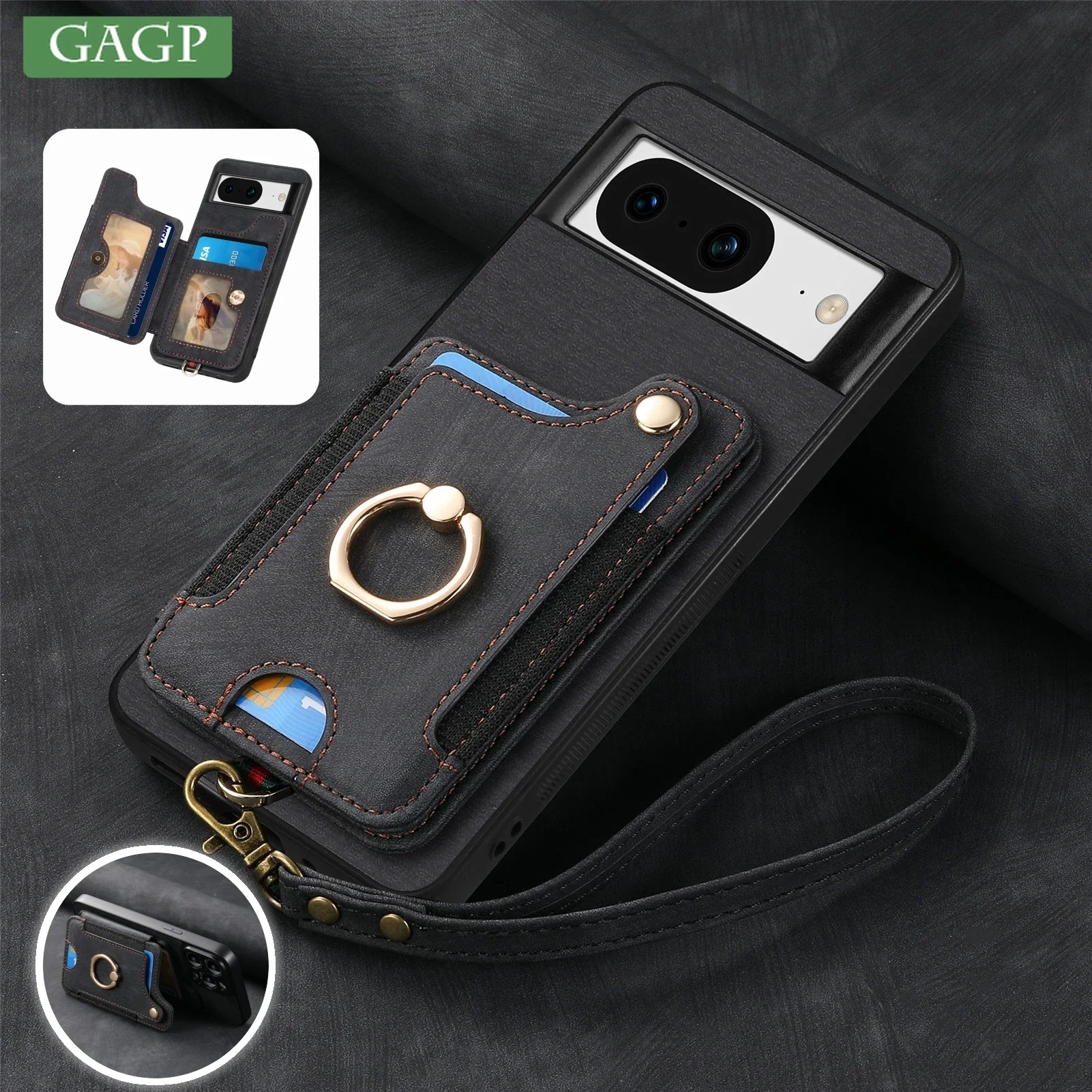 Portafoglio Opaco In Pelle Moda Custodia Magnetica Magsafe Per Google Pixel 8 Pro Pixel 7 6 Pro A Cover Porta Anello Per Google Pixel 8