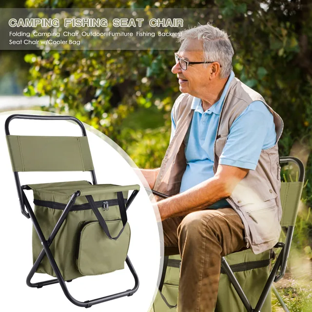 Outdoor Folding Camping Fishing Chair Stool Portable Ice Cooler Backrest  Table Backpack Seat Camping Hiking Picnic Pesca Chair - AliExpress