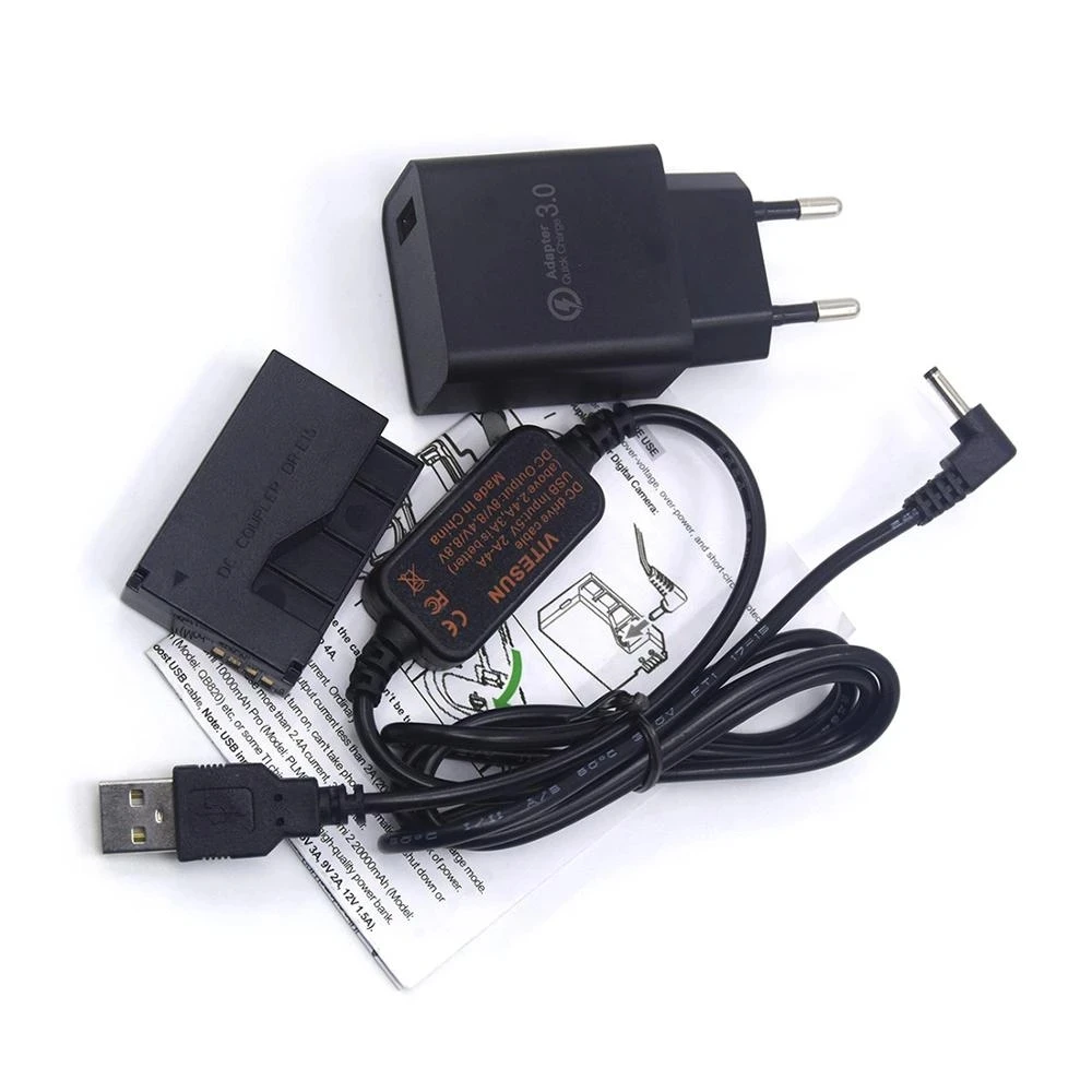 

DC 5V USB Cable+Fast Charge+DR-E15 DC Coupler LP-E12 LP E12 Dummy Battery for Canon EOS 100D Kiss x7 Rebel SL1 SX70HS Camera
