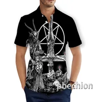 New Fashion Summer Hawaiian Satanic Skull Angel And Demon 3D Printed Mens Short Sleeve Beach Shirts T28 1