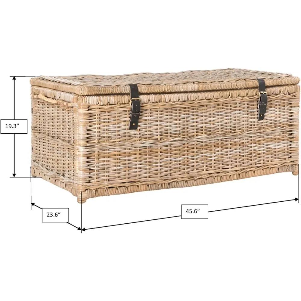 Wicker Storage Trunk, Collapsible for flat storage, Rattan-Kubusoft Gray, Coastal for Office Dorm Room-LivingRoom 3