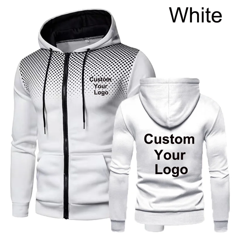 Fashion Men Personality Custom Your Logo Hoodie Sweatshirts Autumn Winter Spring Fleece Zipper Jackets 4