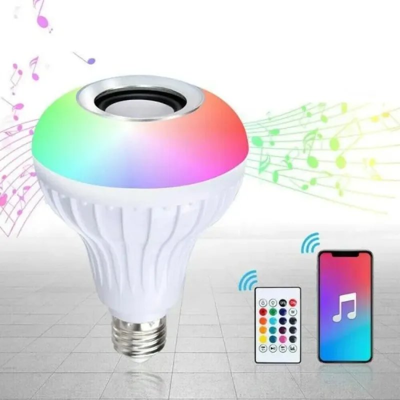 E27 Light Bulb Bluetooth RGB Speaker Music Remote Control Bath Buddy LED Lamp Bathroom Bedroom Home Holiday Decor Party