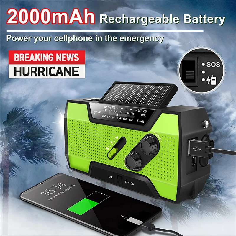 Rechargeable Batteries Hand Crank LED Solar Flashlight Camping Light High  Quality Portable