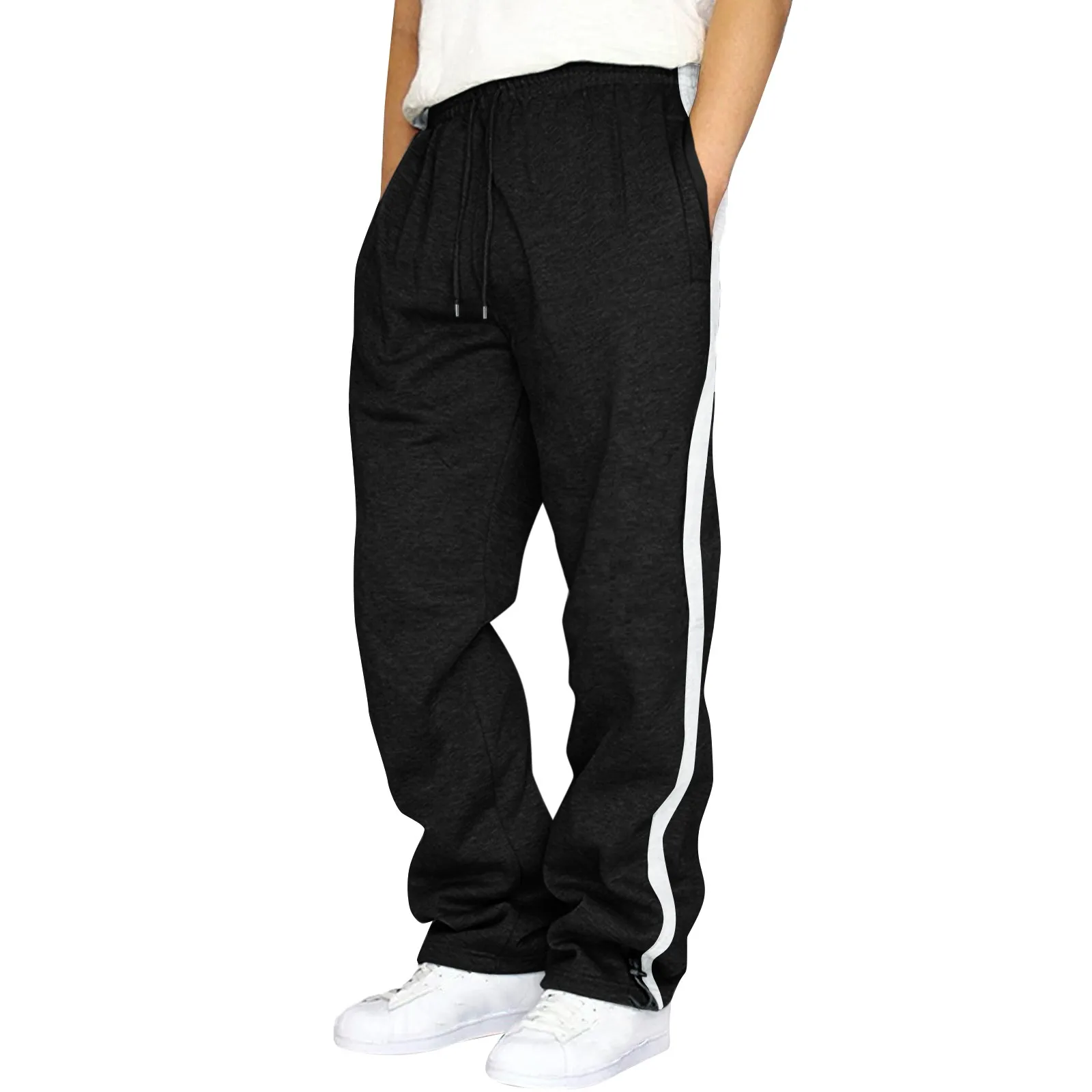 

Trousers Male Side Color Block Sweatpants Tether Large Size Pant Loose Autumn And Winter Sports Patchwork Men's Trousers