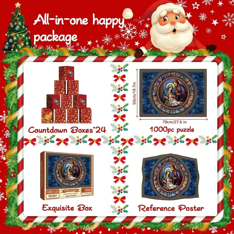 Christmas Puzzle Countdown Calendar Scene Puzzle 1000 Pieces Children Adult  Christmas Advent Calendar Puzzle Gifts - AliExpress