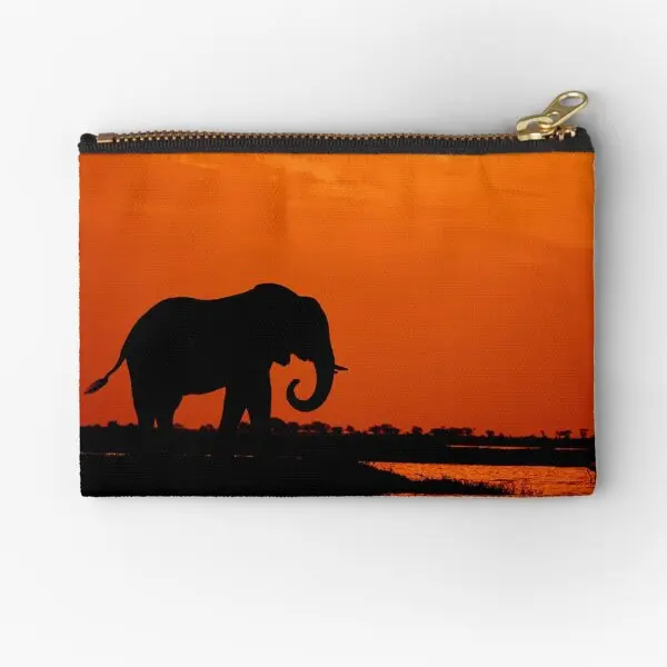 

Elephant Silhouette In The Sunset Zipper Pouches Women Small Socks Storage Wallet Money Pure Men Coin Panties Underwear Pocket
