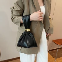 Design Mini PU Leather Dumpling Niche Clutch Bags for Women Fashion Knotted Female Retro Shoulder Bag Wrist Handbags and Purses - Image 4