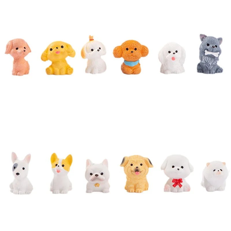Cute Dog Figurines Miniatures Cartoon Animal Micro Landscape Ornaments Creative Simulation Dog Statue Courtyard Decor