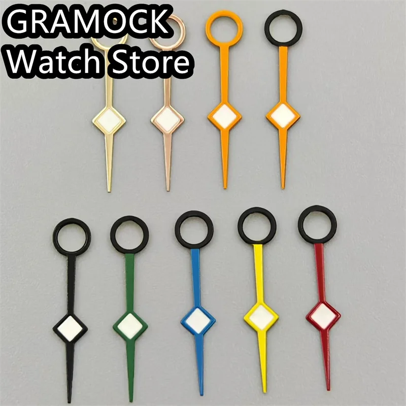 Enhanced GMT Watch Hands in Black, Blue, Green, Red, Orange, Gold, and Rose Gold with Green Luminous Finish