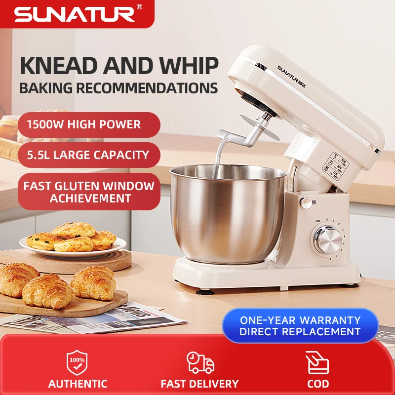 SUNATUR Electric Stand Mixer Professional Kitchen Mixer Egg Beater Cream Whisk Dough Mixer Home Commercial Use 1