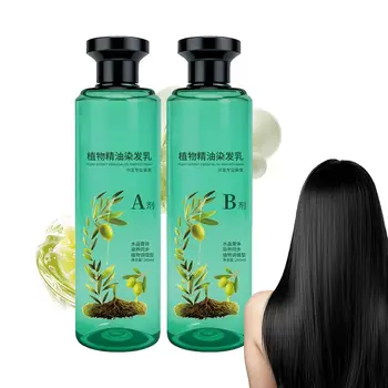 Tintura per capelli all'olio vegetale 260ml Crema riparatrice lucida naturale Set da 2 bottiglie Prodotti delicati per colorare i capelli per la copertura bianca grigia Adulti