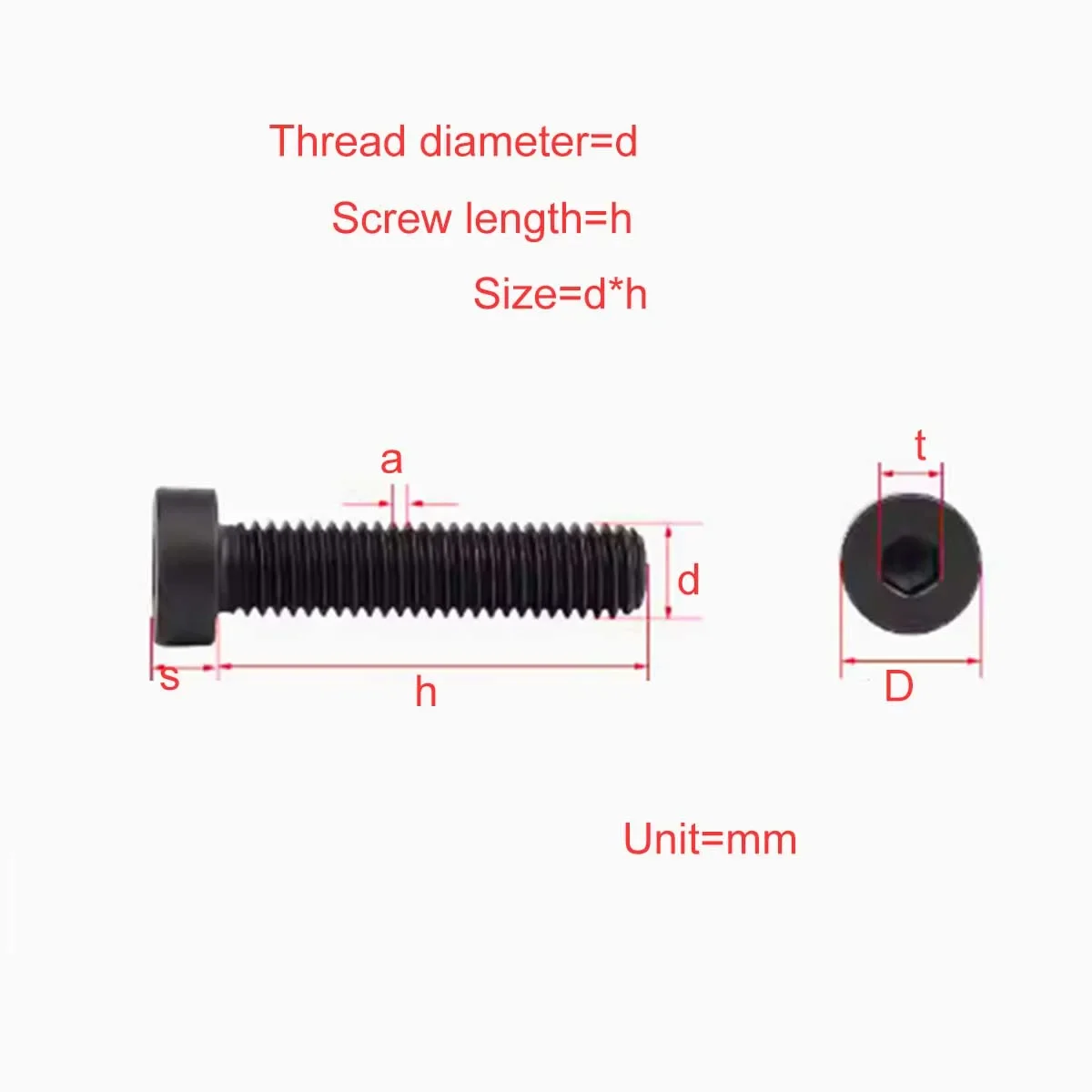 8.8 Grade DIN7984 Thin Head Cup Head Low Head Hex Socket Screw M3M4M5M6M8M10M12