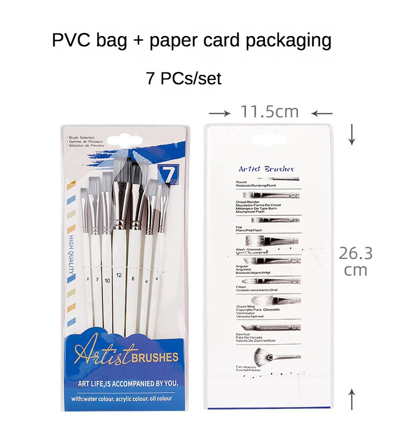 Set 6 Pennelli Per Acquarello E Acrilico | Setole In Nylon Per Artisti - Foto 1