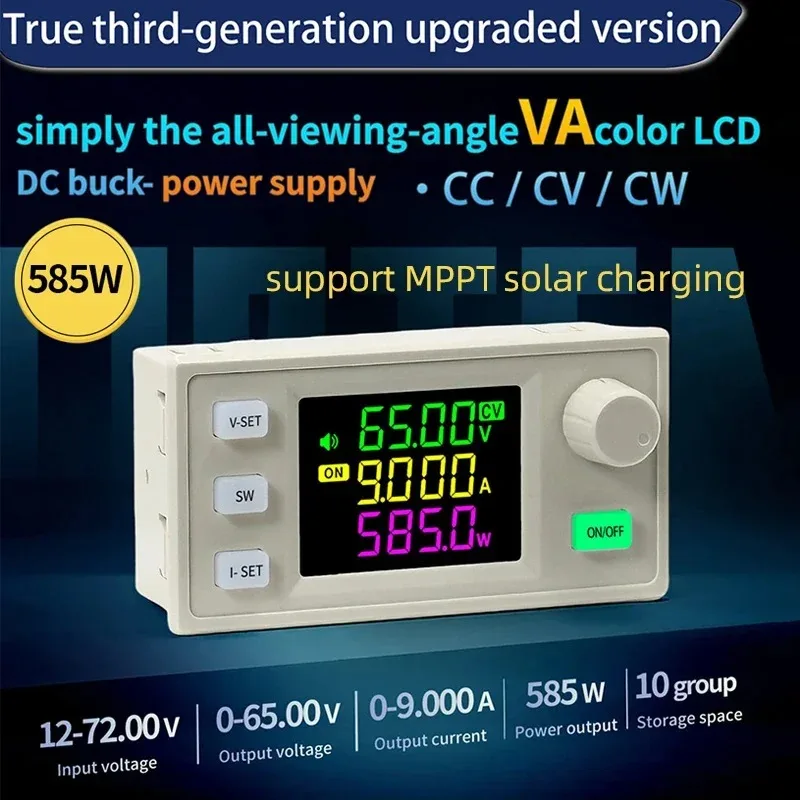 조정 가능한 CC CV 벅-부스트 컨버터 전원 공급 장치 모듈 65V 9A 585W CNC 태양광 충전용 XY6509X