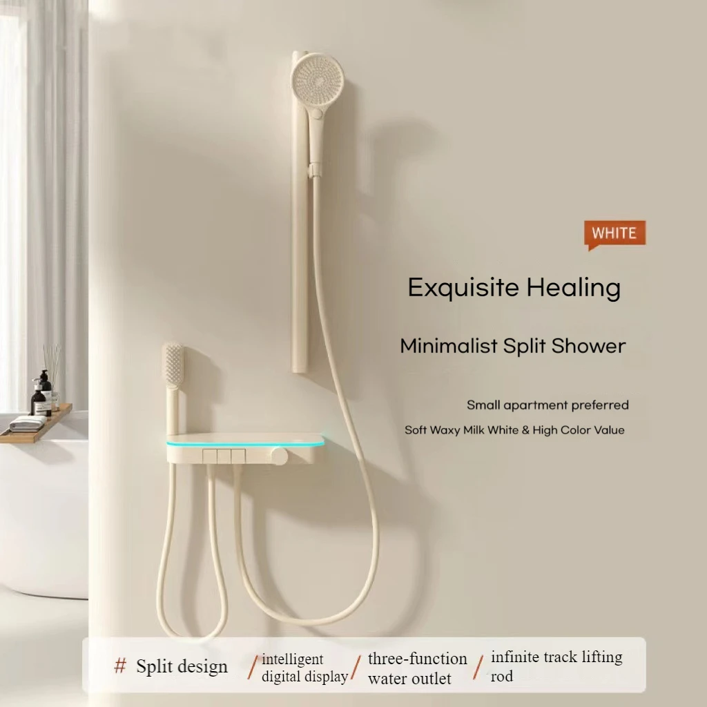 

Milk White Digital Display Shower Set rain fall high pressure shower head easy install shower system