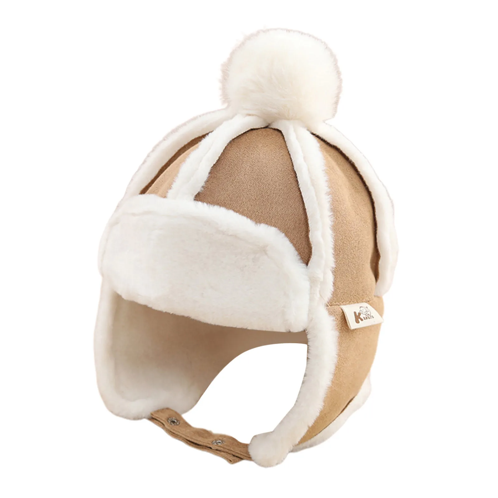 Fur Baby Hat For Girls Boys Plush Lining Winter Hat For Kids Cap With Earflap Skiing Windproof Baby Bonnet Infant Beanie 1-4y