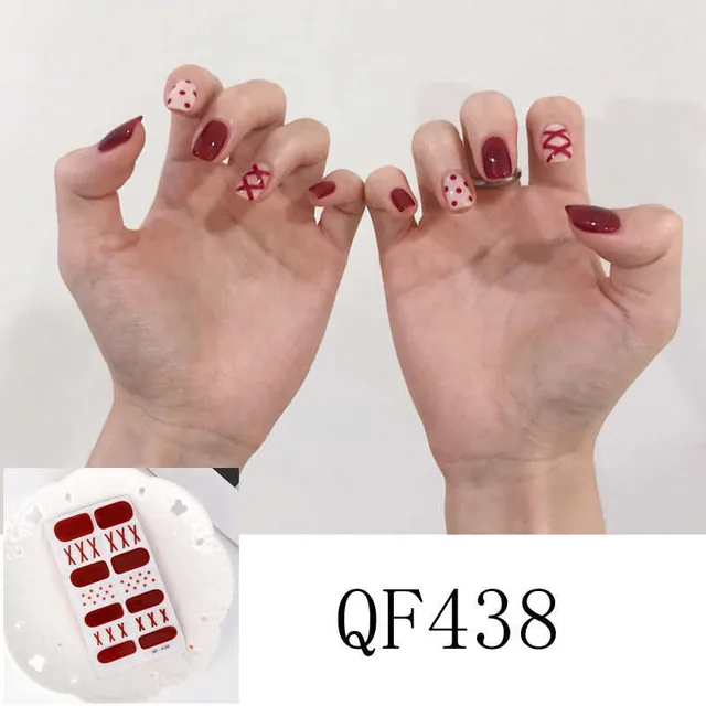 Lamemoria14tips Nail Stickers New Product Full Coverage 3D Summer Complete Nail Decals Waterproof Self-adhesive DIY Manicure QF438