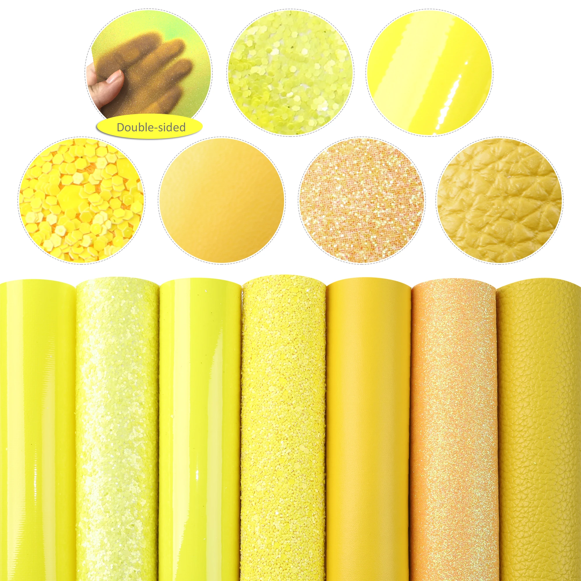 HGUAN Rotolo Di Ecopelle Glitterata Oro – 30x135 Cm – Fodero In Pelle Sintetica Con Retro In Tela – Per Artigianato, Orecchini, Fiocchi, Cucito - 4