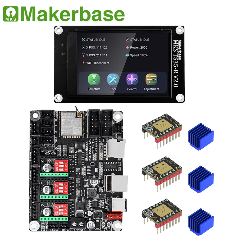 Makerbase MKS DLC32 Control Board 32bit Motherboard ESP32 WIFI TS24/TS35 Screen TMC2209 Driver For CNC Laser Engraving Machine