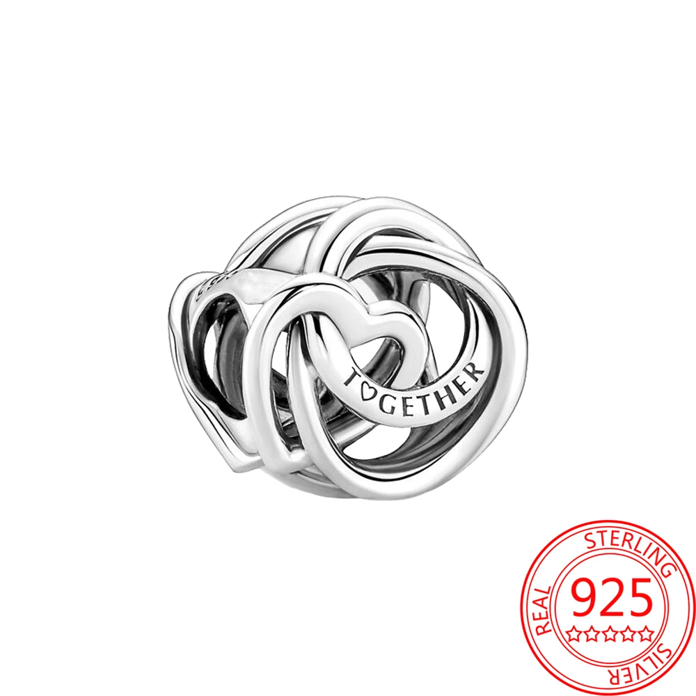 

2022 New Family Always Encircled Heart Charm Fit 925 Sterling Silver Original Bracelet Beads for Women Jewelry Diy Gift