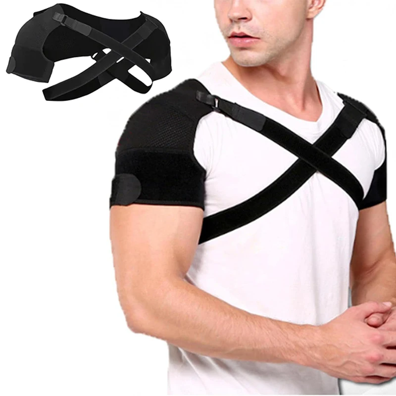 Double Shoulder Brace Sports Shoulder Support Belt  Adjustable Shoulder Strap Cross Compression Bandage for Back Pain Relief canvas apron cross back cotton strap barista bartender restaurant bbq pastry chef uniform florist barber gardener workwear b66