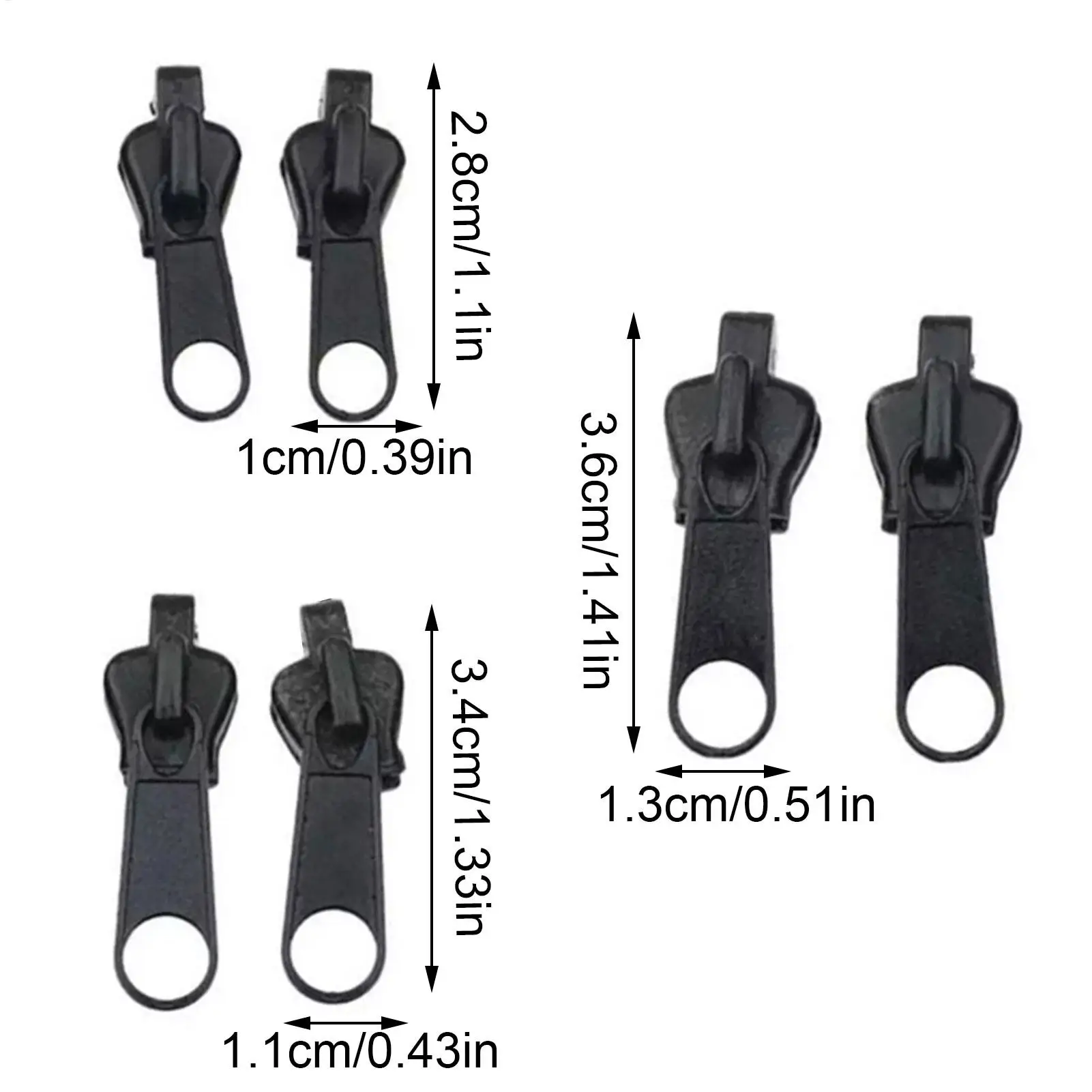6pcs Zipper Repair Kit Sturdy Zip Fixer Heavy Duty Zipper Head Accessories Multifunctional Detachable Zip Slider Repair Kit