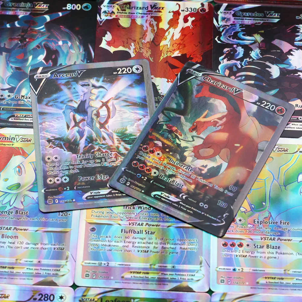 Holographic Pokemon Cards Vstar Vmax GX in English Letter with Rainbow  Arceus Shiny Charizard Kids Gift ASTROS Brillantes|Game Collection Cards| -  AliExpress