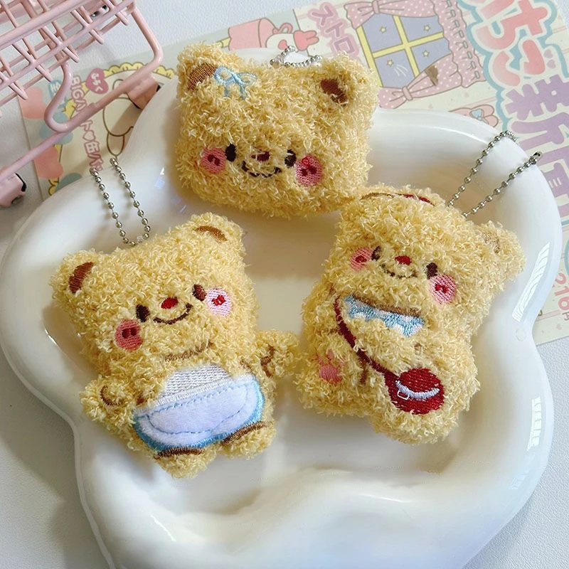 

Симпатичный масляный медведь, плюшевая игрушка, фартук для одежды, коричневый медведь, плюшевый брелок, подвеска для сумки, украшение, искусственный подарок