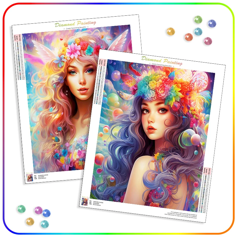 

SDOYUNO Diamond Painting Flower Angel Girl Woman Diamond Mosaic Paintings Diy Kit Full Round Drill 5D Artwork Room Decor