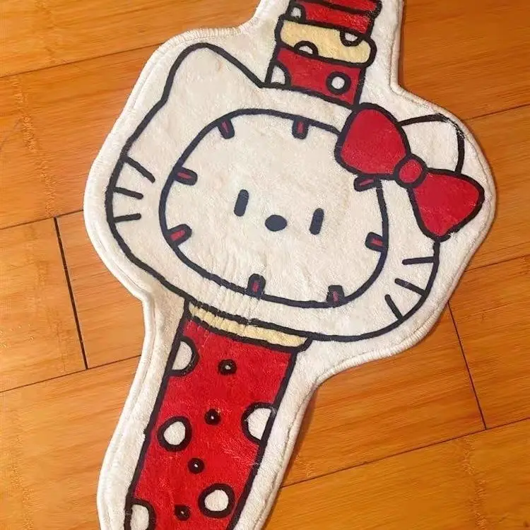 Creative Sanrio Hello Kittys Red Watch Shaped Carpet Anime Pochacco Decoration Tapestry Wall Decoration Anti Slip Floor Mat nordic blank cotton school badge storage hanging brooch hanging wall display banner flag kids room decoration