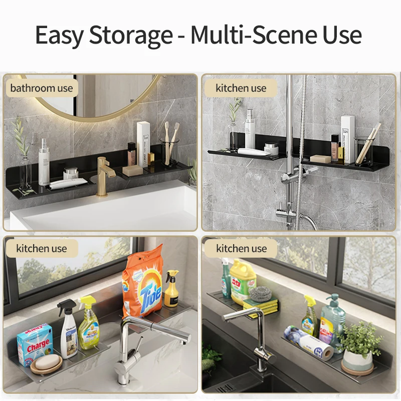 bathroom rack bathroom shelf toilet storage rack toilet kitchen space aluminum hang on the wall punch-free rack 6