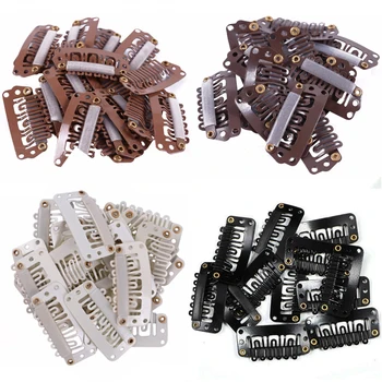 Clip per extension di capelli da 10/30/50 pezzi, fermagli per frangia di capelli umani, clip a scatto per extension, pettine in metallo per chiusura