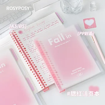 2024 Binder Notebook A5 B5 Loose Leaf Transparent Cover Gradient Color Memo Note Diary Office School Korean Stationery 1