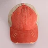 Vintage Ponytail Baseball Cap Women Adjustable Snapback Hat Mesh Distressed Summer Cap Woman Sunhat 6