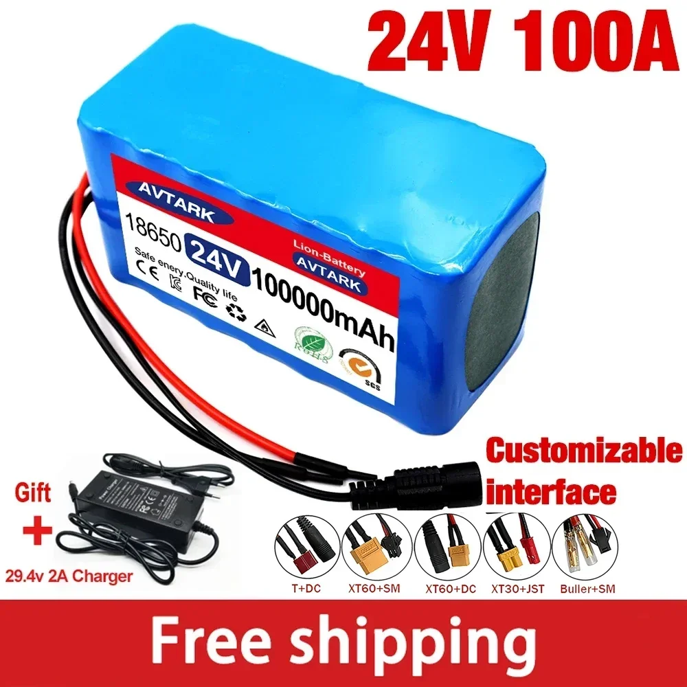 

NEW 7s3p 24V 100Ah 18650 LithiumReplacement Battery for Electric Bicycle Moped electric Li-ion Battery pack and US/EU 2A Charger