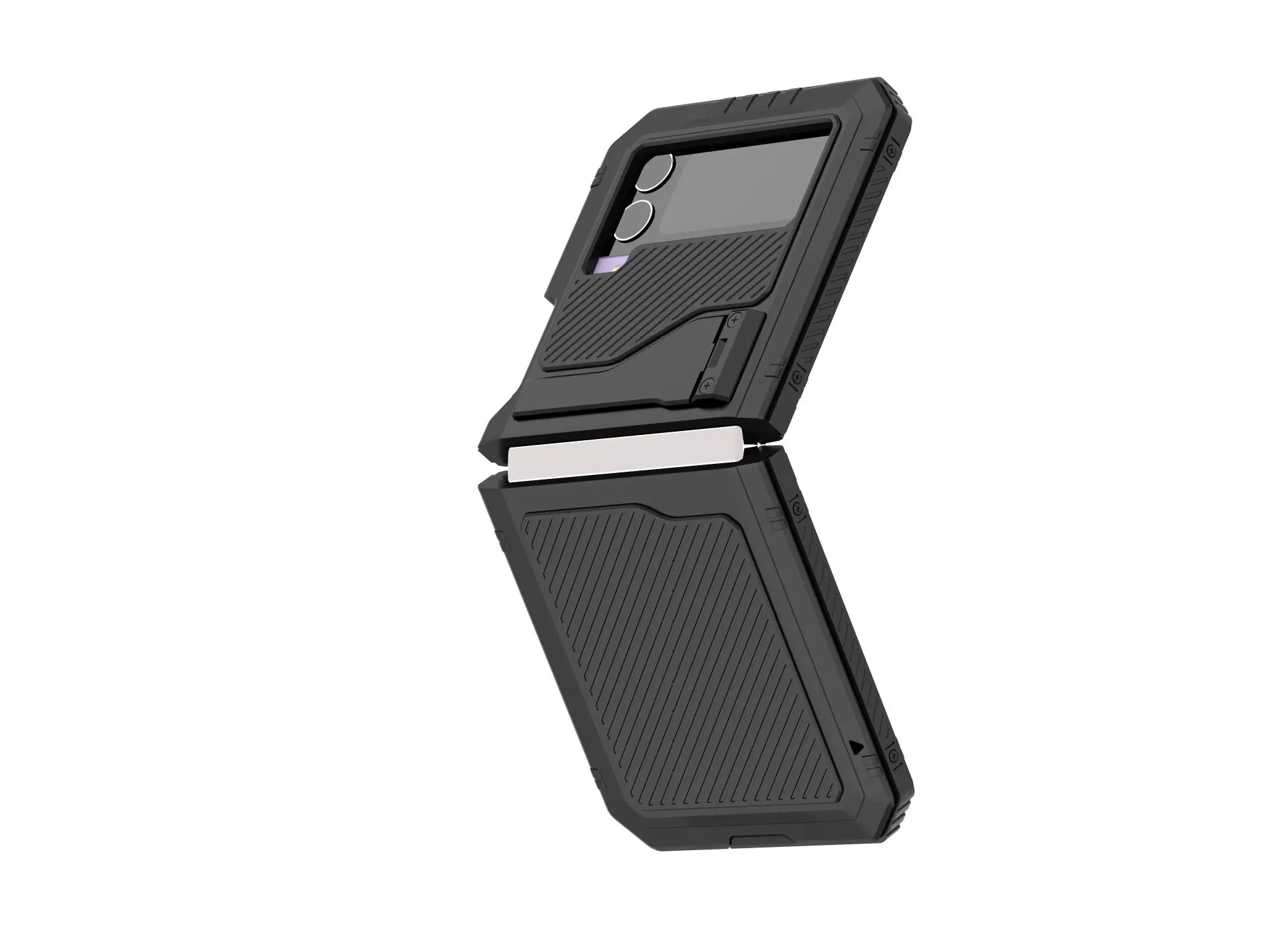 Heavy Duty Protection Armor Metal Phone Cases For Samsung Galaxy Z Flip4 Kickstand Fully Wrapped Silicagel Shockproof Cover Case