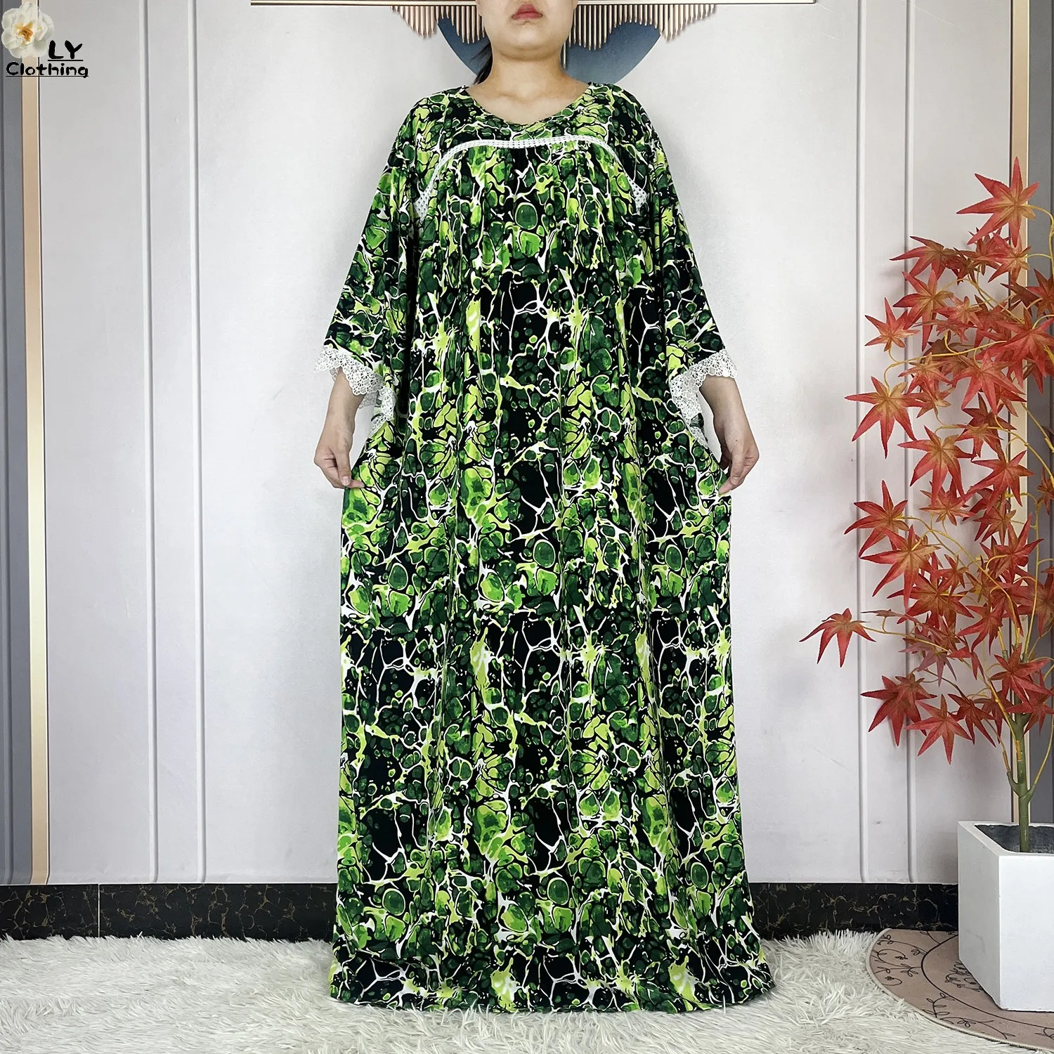 2025 Latest Party Dress Printed Pure Cotton Women Long Dress Dubai Casual Holiday Fashion Party Dresses African Abaya Clothing 3