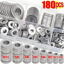 Premium Stainless Steel Washer Set - 180 Pieces, Easy to Install, Durable and Ideal for DIY Projects and Machinery (180pcs)