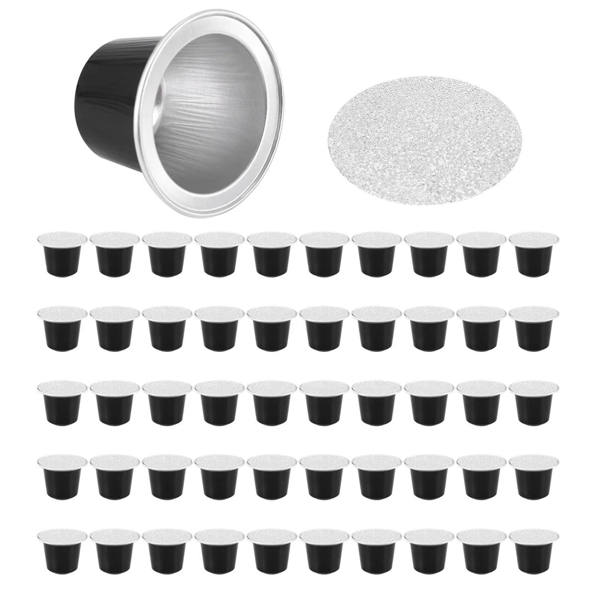 Refillable Coffee Capsules Cup Disposable Coffee Capsules Packaging Cafe Supplies for Black 50Sets coffee capsules