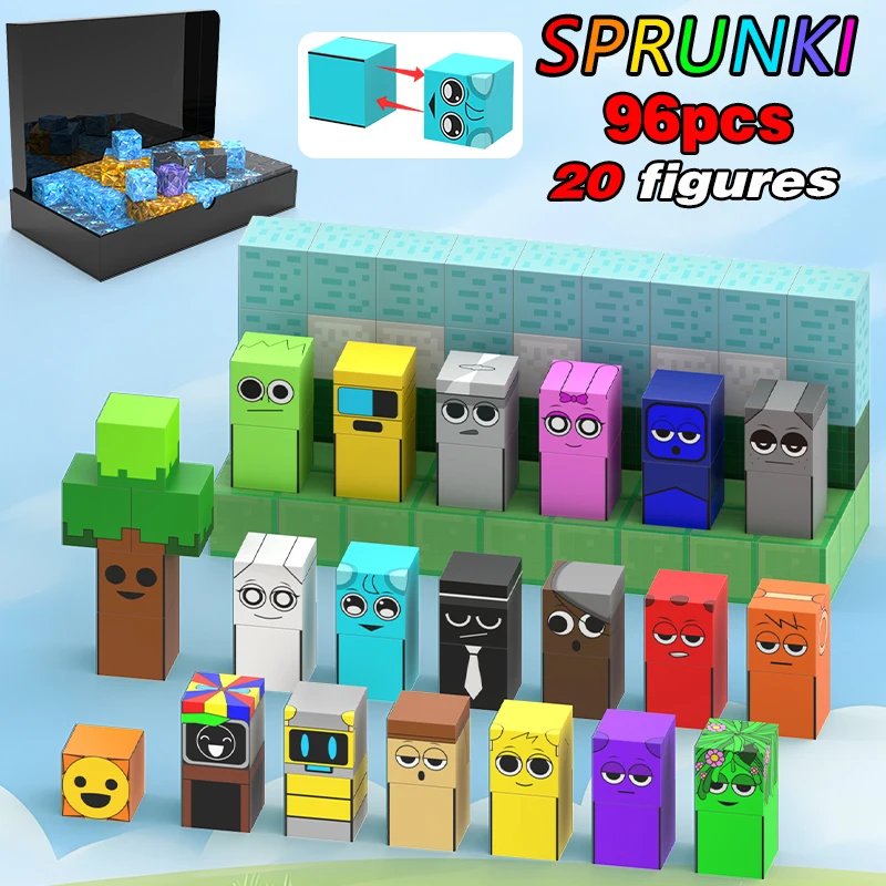 Magnetic Building Blocks Sprunki Magnetic Blocks Incredibox Music Game 20 Figures Magnetic Cube Toys for Sensory STEM Education Preschool Magnet Toys