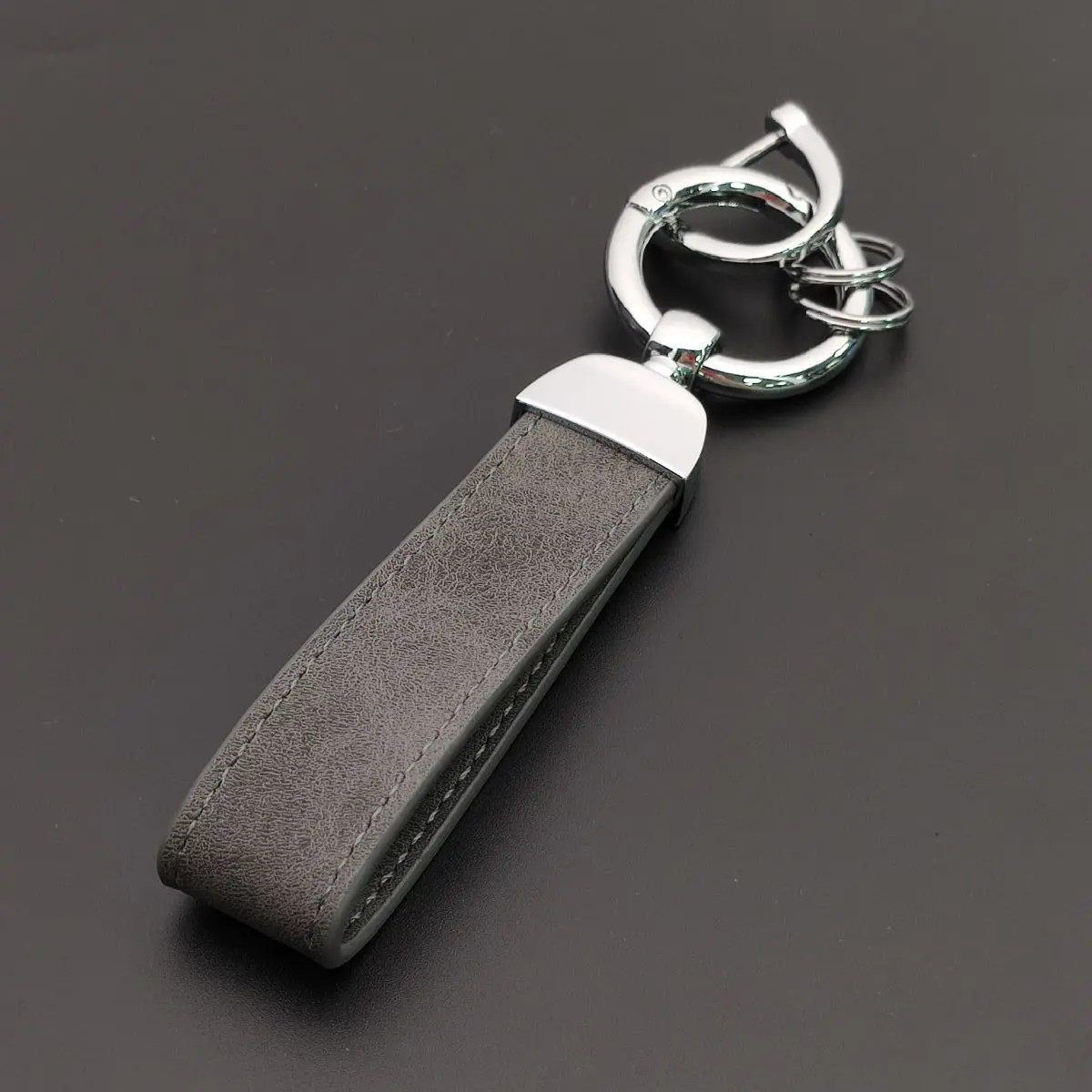 Personalized Crazy Horse Leather Car Ornament Keychain Pendant Charm Gift